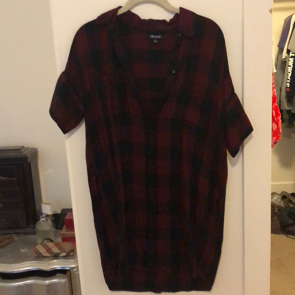 Checkered Madewell button-up dress